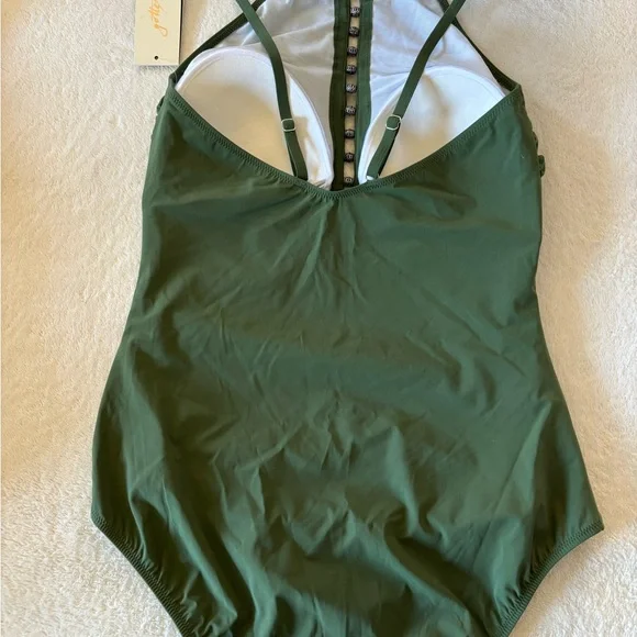 Profile By Gottex Olive Green One Piece Swimsuit - Picture 2 of 4